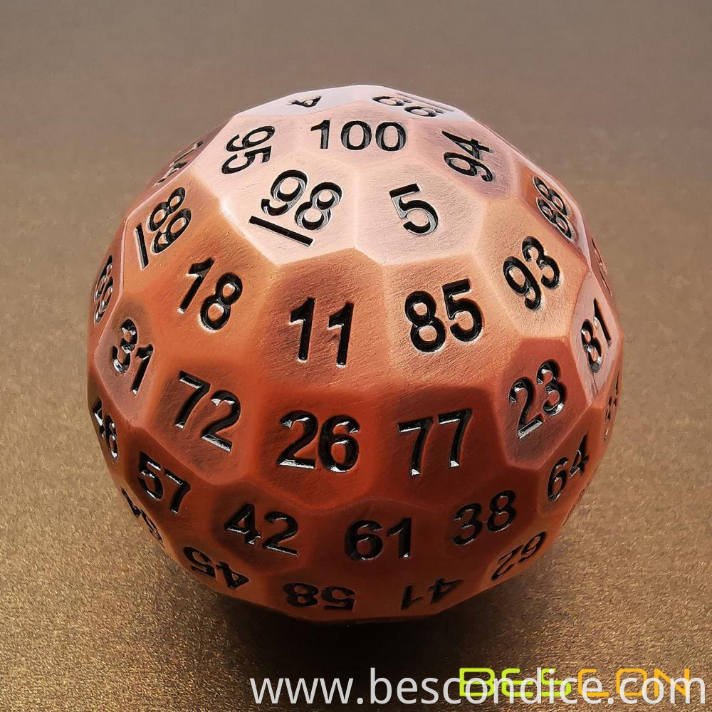 Jumbo Solid Metal D100 Dice 50mm 2